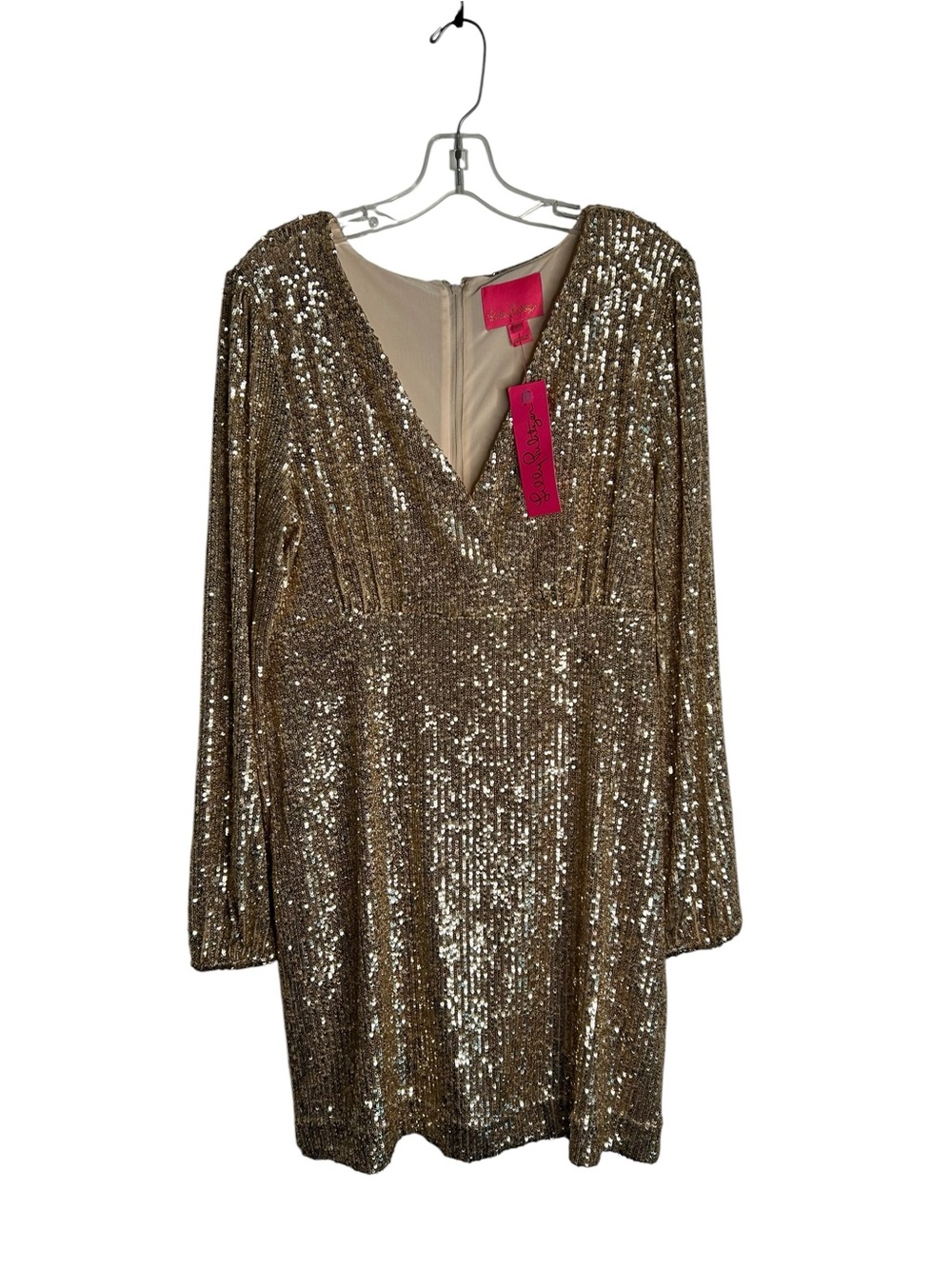 Lilly Pulitzer Women’s 12 Reagan Gold Metallic Fitted Dress New Party 5925